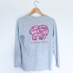 3 for $25 / IVORY ELLA LONG SLEEVE SHIRT GREY PINK